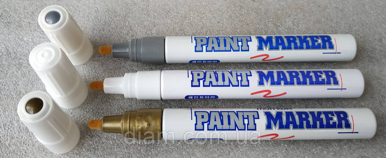 Маркер фарба, золотистий paint marker для промислового ісп. розмічати на камені, склі, металі. Munhwa.