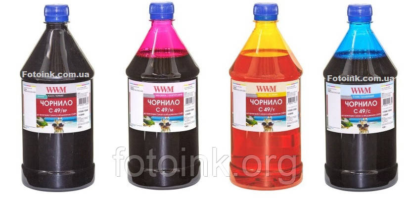 Набір чорнил WWM C49 для Canon, аналог GI-490, GI - 40 (4 х 1000ml), фото 1