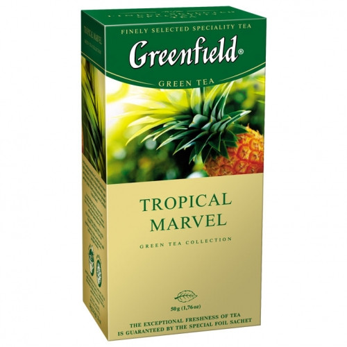 Чай зелений з цитрусом, ананасом і імбиром Greenfield Tropical Marvel 25 пак., фото 1