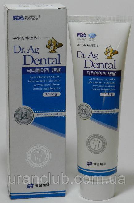 Зубная паста Dr.Ag Dental с серебром, мятой и бамбуковой солью , 200 г - фото 1 - id-p88906178