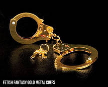 Металеві інтимні наручники для рольових ігор та БДСМ золотисті Gold Metal Cuffs від Pipedream all Оригинал, фото 3