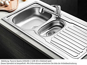 Кухонна мийка PYRAMIS SPARTA (100*50) 1 1/2B 1D (92 mm), фото 2