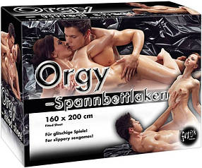 Лаковая виниловая простынь для любовных игр черная Orgy-Spannbettlaken от Orion all Оригинал
