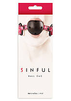 Элегантный кляп на ремешке для БДСМ и ролевых игр Sinful Ball Gag Pink от NS Novelties all Оригинал, фото 3
