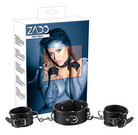 Комплект ошейник с наручниками для БДСМ и ролевых игр из кожи черный Zado Fetish от Orion all Оригинал