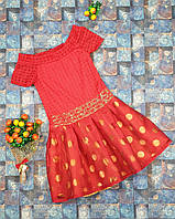 Плаття дитяче Аврора червоне гіпюр на трикотажній підкладці + органза  із сатином 104-110 см