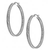 Жіночі сережки кільця із сталі з фіанітами 2,5-7,5 см 101962