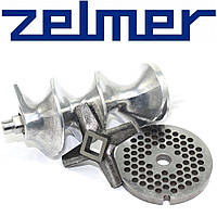 Шнек в комплекті з ножем та решіткою для м'ясорубки Zelmer (шнек для одностороннього ножа NR8) - запчастини для м'ясорубок Zelmer
