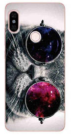 Силіконовий чохол для Xiaomi Redmi Note 6 pro з малюнком кіт в окулярах