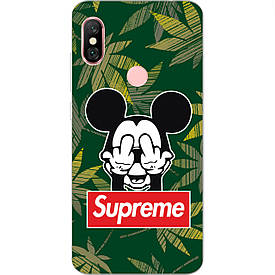 Оригінальний Бампер силіконовий для Xiaomi Redmi Note 6 pro з картинкою supreme