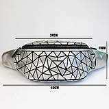 Жіноча поясна сумка бананка. Сумка на пояс. Модна маленька жіноча сумка хамелеон Bao Bao Issey Miyake, фото 5