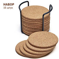 Підставки з корка під чашку келих набір 16 штук