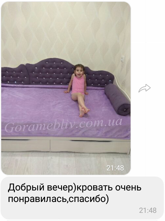 на фото кровать "Л-6" с девочкой, фото и отзыв наших покупателей