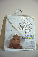 Рушник з капюшоном для купання дітей з вишивкою ведмедик (80х80 см) тмDuetbaby ( Польща)