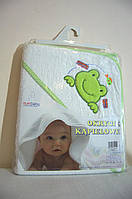 Рушник з капюшоном для купання дітей з вишивкою жаба (80х80 см) тмDuetbaby ( Польща)