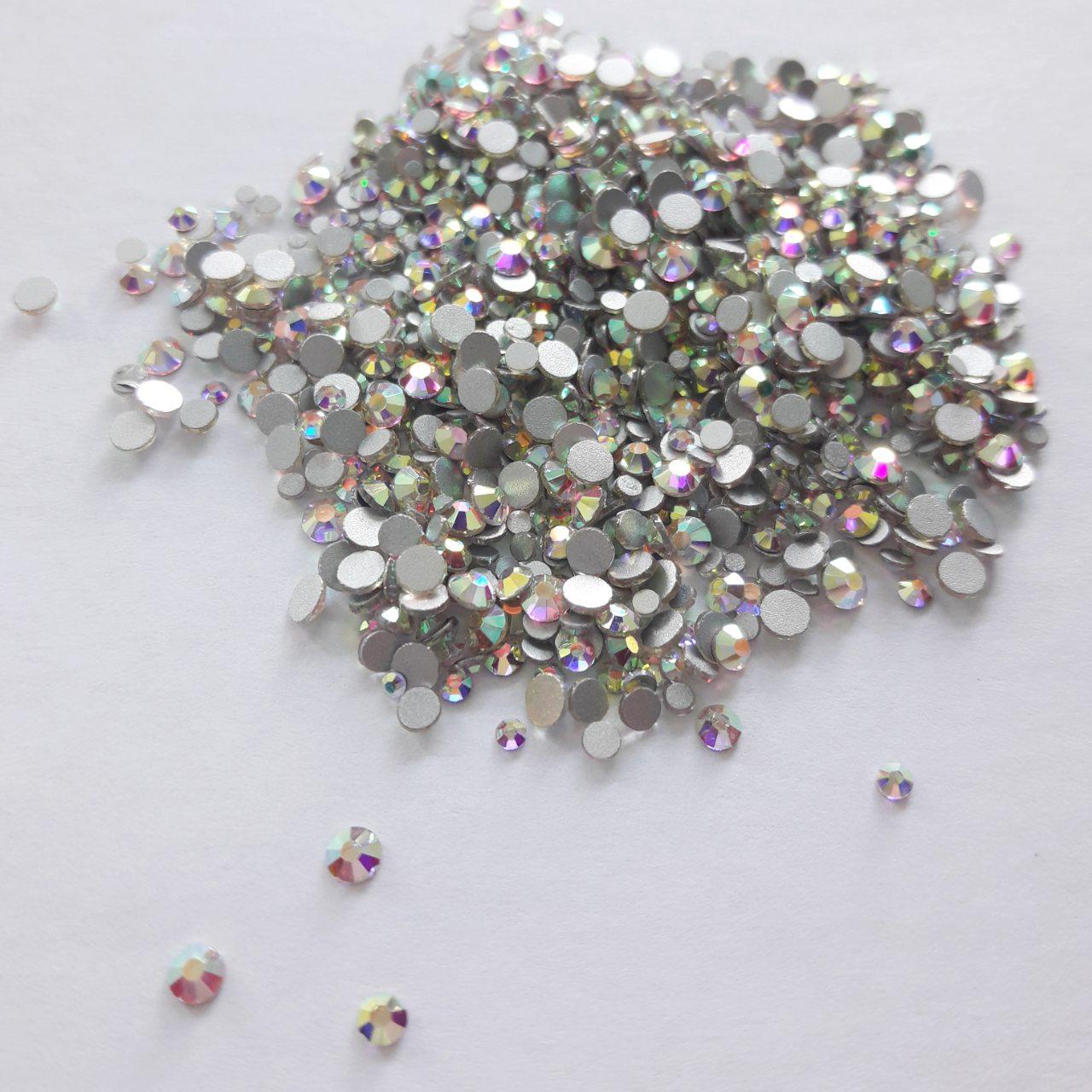 Скляні стрази піксі для декору нігтів 1800 шт (crystal. ab)