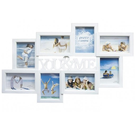 Фоторамка-колаж на 8 фото, дерево "FAMILY", пластик, білий, XI-163