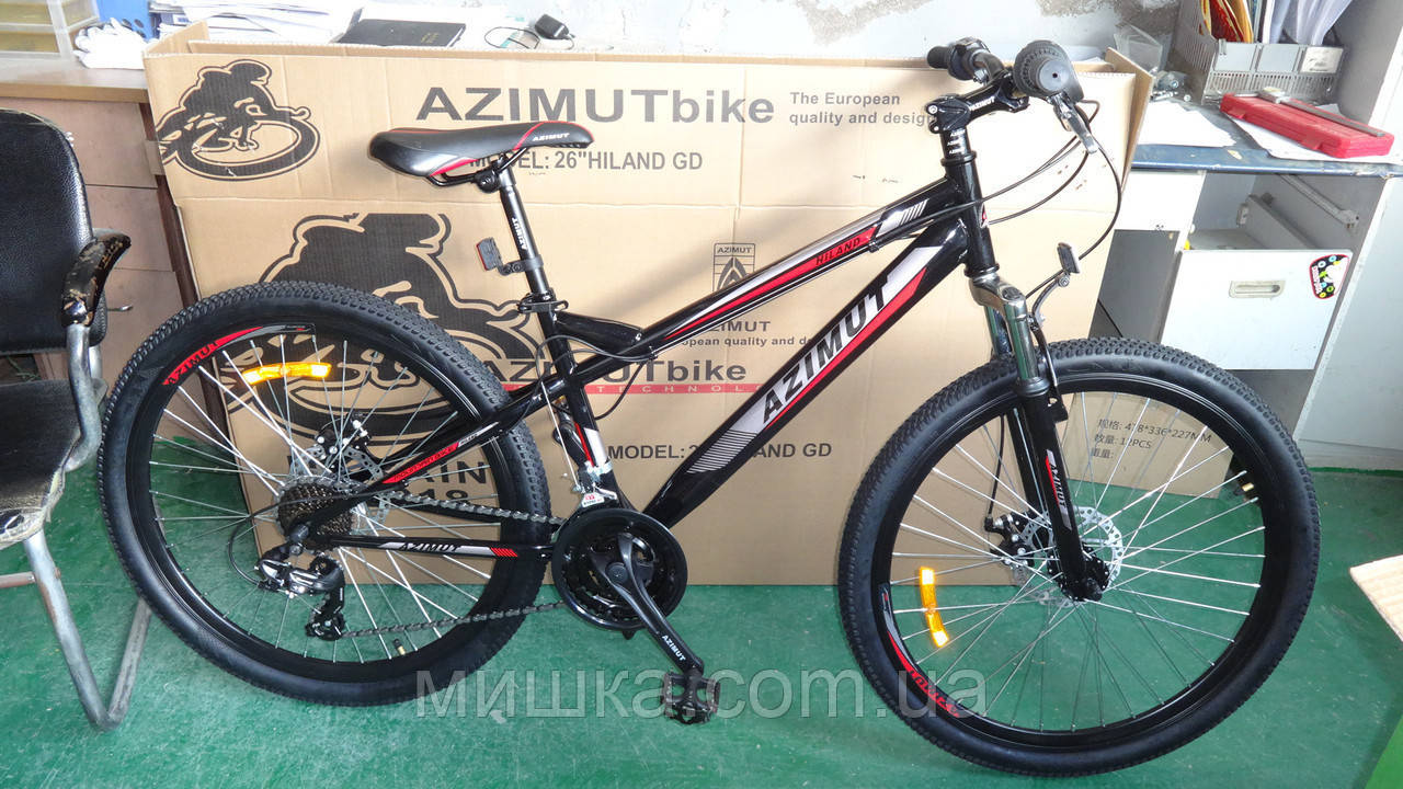 Велосипед гірський Azimut Hiland 26" рама 15", чорно-червоний