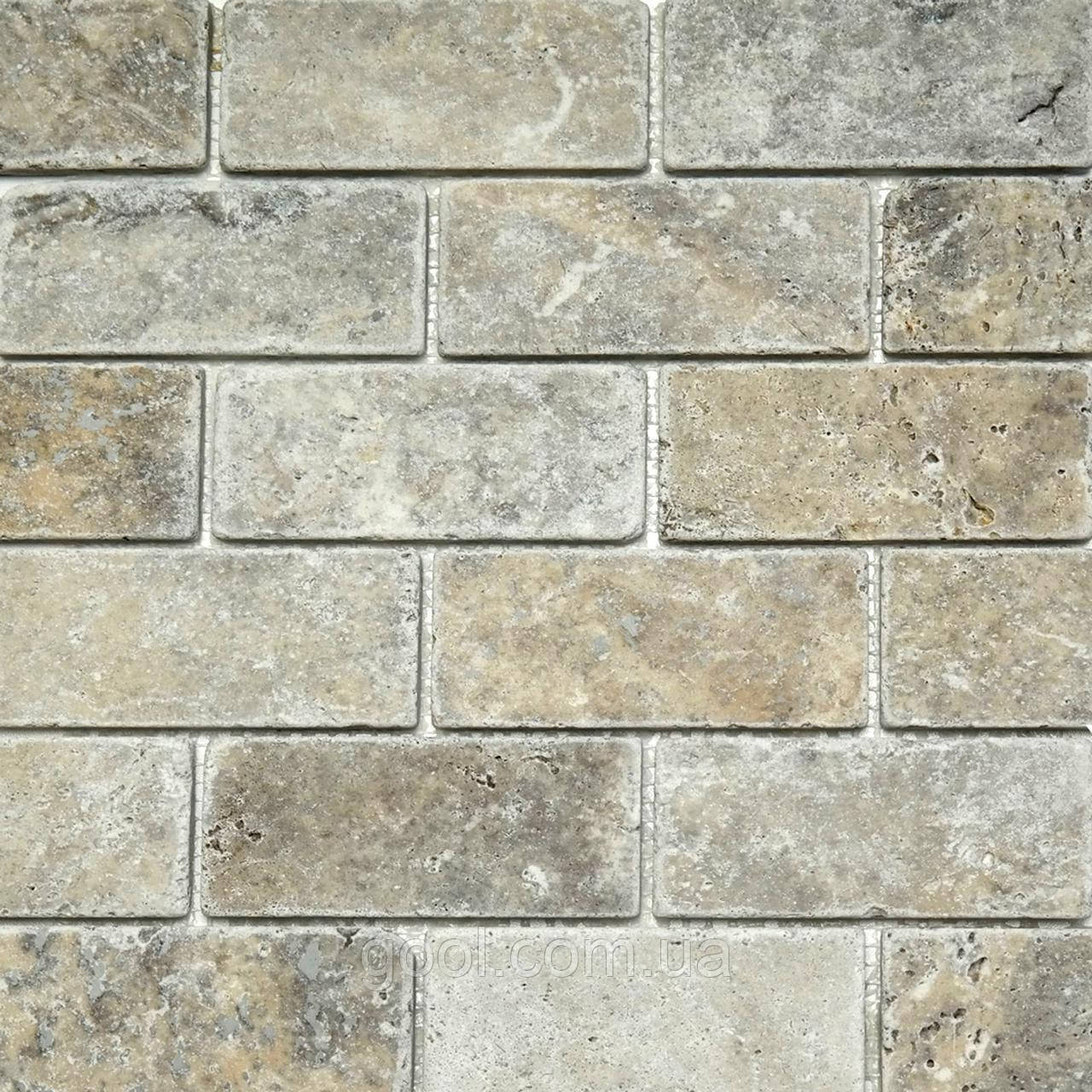 Травертин Travertine Silver Light Brushed (колір сірий) 100х300х10 мм. плитка шліфувальна, фото 1