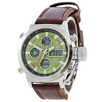 Чоловічі годинники AMST 3003A Silver-Green-Brown Wristband