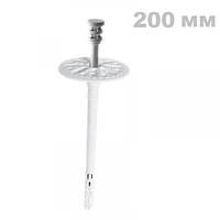Дюбель для пенопласта 10х200 мм с пластиковым армированным гвоздем с короткой распорной базой Wkret-Met