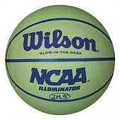 Світний баскетбольний м'яч Wilson NCAA ILLUMINATOR розмір 6, гумовий, для гри зал-вулиця, салатовий