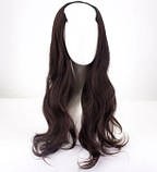 Волосся на заколках полуперука каштанова шоколадна №2/33 хвиляста термо на кліпсах шпильках тресси, фото 2