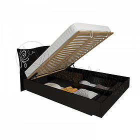 Двохспальне ліжко 180х200 з підйомним механізмом у спальню Богема Чорний Глянець Міромарк