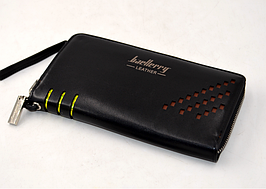 Чорне чоловіче портмоне Baellerry Leather Model 2 SW009 красивий і приємний на дотик гаманець