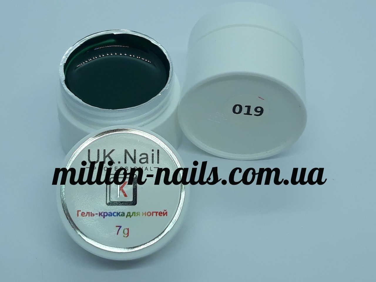 Гель-фарба для нігтів UK.Nail No19 колір смарагдовий,7 грам