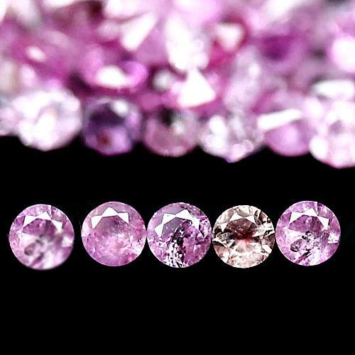 1,91 кт Природний рожевий сапфір без скла,тільки нагрівання 82 шт 1.6 мм.
