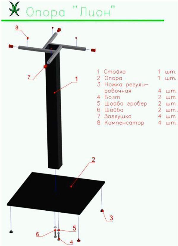 Металлическая база опора для стола Лион 800 Биг 800х400 мм, высота 725 мм, для бара, кафе - фото 10 - id-p937389628