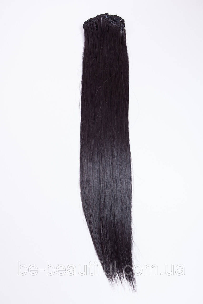 Волосся на шпильках з 8 пасм термоволосся колір натуральний чорний 47 см