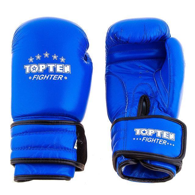 Боксерські рукавички TopTen X-2 шкіра 12-OZ (унцій) колір синій, фото 1