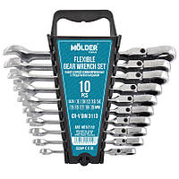 Набір ключів комбінованих MOLDER CR-V з тріскачкою і карданом (10 шт.) 8-19 мм MT57110