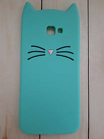 Об'ємний 3D силіконовий чохол для Samsung Galaxy J4 Plus 2018 М'ятний вусатий кіт