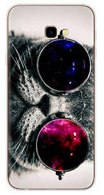 Оригінальний Бампер силіконовий для Samsung Galaxy J4 Plus 2018 з картинкою кіт в окулярах