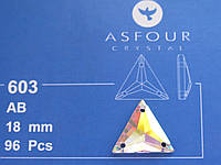 Стразы пришивные Asfour Треугольник 18мм. Crystal AB