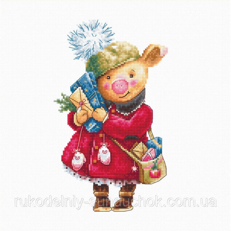 Набір для вишивання хрестом "Luca-s" B1153 Різдвяна свинка, фото 1