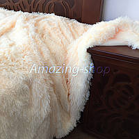 Покривало травка Махровий плед травичка. Довгий ворс. 220х240 см. Колір стигла диня.