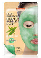 Киснева тканинна маска з зеленим чаєм Purederm Deep Purifying Green O2 Bubble Mask Green Tea