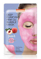 Кислородная тканевая маска PUREDERM Deep Purifying Pink O2 Bubble Mask Peach