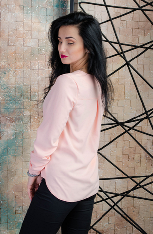 Блуза жіноча легка з креп софту в рожевому кольорі розміри 44, 46, 48, 50, фото 3