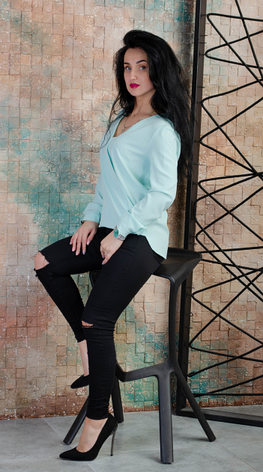 Блуза жіноча легка з креп софту в м'ятному кольорі розміри 44, 46, 48, 50, фото 1