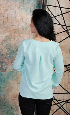 Блуза жіноча легка з креп софту в м'ятному кольорі розміри 44, 46, 48, 50, фото 2