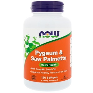 Now Foods, піджеум (африканська слива) і пальма сереноа (Saw Palmetto) З Пальметто, 120 таблеток