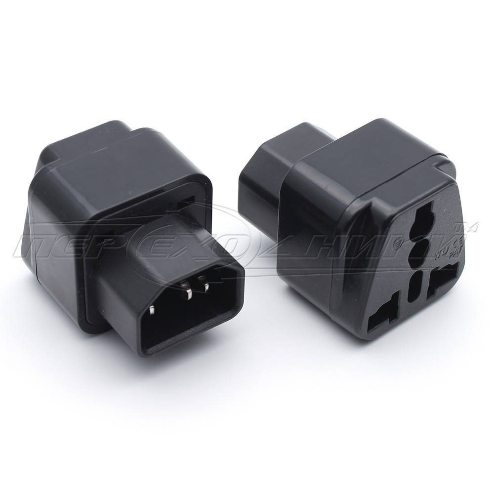 

Электрический переходник для ИБП (UPS) 10А, С14 to EU, черный