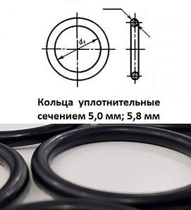 Кільця ущільнювальні перерізом 5,0 мм; 5,8 мм