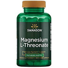 Магнію L-Треонат, Swanson Magnesium L-Threonate 90 capsules 