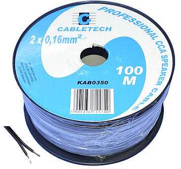 Кабель акуст. CCA чорний 2х0,16мм.кв. Cabletech KAB0350 бухта-100м